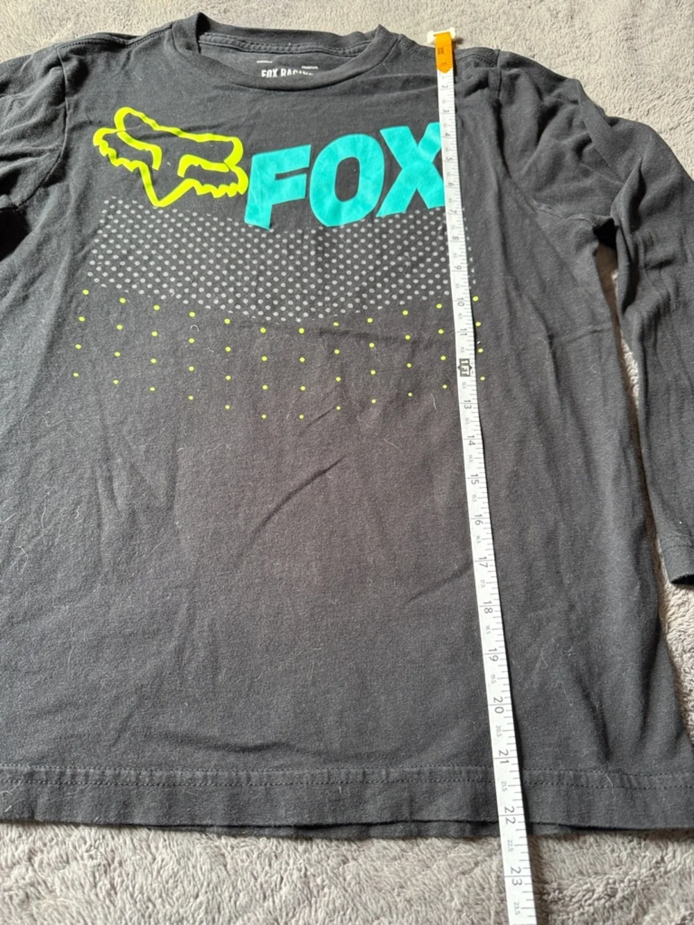 Fox Racing Shirt Tee Long Sleeve Cotton Black Front Logo Youth Large
